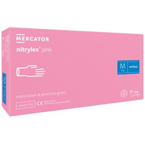 Светло розови нитрилни ръкавици за еднократна употреба MERCATOR NITRYLEX
